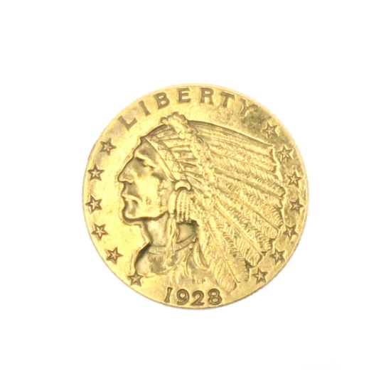 Rare 1928 $2.50 U.S. Indian Head Gold Coin