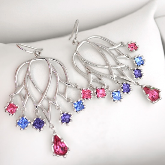 Platinum Over Sterling Silver French Cubic Zirconium Earrings