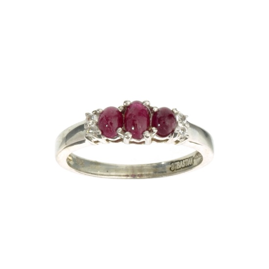 APP: 0.9k Fine Jewelry Designer Sebastian 0.50CT Ruby And Topaz Sterling Silver Ring