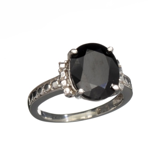 APP: 1.3k Fine Jewelry 4.86CT Oval Cut Blue Sapphire And Sterling Silver Ring