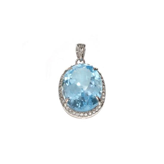 APP: 1.1k Fine Jewelry 14.30CT Blue Topaz And White Sapphire Sterling Silver Pendant