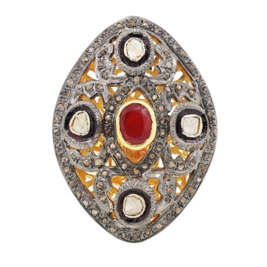 APP: 4k *1.16ct Ruby and 0.69ctw Diamond Silver Ring (Vault_R9_25713)