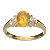 APP: 0.7k 14 kt. Gold, 0.81CT Oval Cut Citrine Quartz Ring