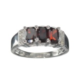 APP: 0.4k Fine Jewelry 1.84CT Almandite Garnet And White Sapphire Sterling Silver Ring