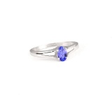 APP: 1.1k Fine Jewelry 0.45CT Oval Cut Tanzanite And Platinum Over Sterling Silver Ring