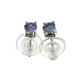 APP: 0.8k 0.51CT Round Cut Tanzanite And Platinum Over Sterling Silver Earrings