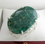 APP: 18.2k Fine Jewelry Designer Sebastian 430.88CT Oval Cut Emerald and Sterling Silver Pendant