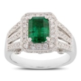 APP: 5.8k *1.41ct Emerald and 0.73ctw Diamond 18K White Gold Ring (GIA CERTIFIED) (Vault_R9_22061)