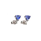 APP: 0.6k Fine Jewelry 14 KT White Gold, 0.50CT Triangle Cut Tanzanite Earrings