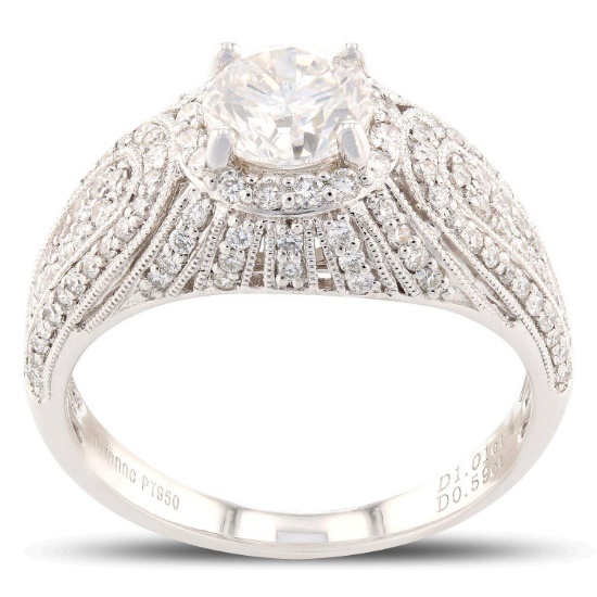APP: 21.3k *1.01ct SI2 CLARITY F COLOR CENTER Diamond Platinum Ring (1.60ctw Diamonds) EGL CERTIFIED