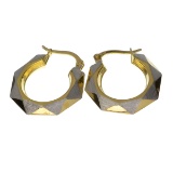 Exquisite 14 kt. Gold, Two Tone Hexagon Earrings