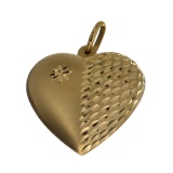 Exquisite 14 kt. Gold, Puffed Heart Pendant