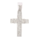 APP: 14.9k *6.72ctw Diamond 14K White Gold Cross Pendant/Necklace (Vault_R9_21778)