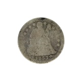 1853 Liberty Seated Arrows At Date Dime Coin