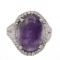 APP: 1.1k *10.56ct Amethyst and 0.90ctw Sapphire Silver Ring (Vault_R9_7300)