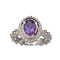 APP: 0.7k Fine Jewelry 1.10CT Oval Cut Amethyst Quartz And Platinum Over Sterling Silver Ring