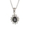 Fine Jewelry Designer Sebastian 2.32CT Oval Cut Blue Sapphire And Sterling Silver Pendant W Chain