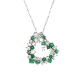 APP: 1k Gorgeous Emerald Beryl White Sapphire Sterling Silver Pendant App 980