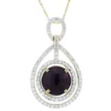 APP: 2k *12.34ct Amethyst and 2.23ctw White Sapphire Silver Pendant/Necklace (Vault_R9_8450)