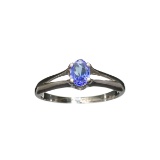 APP: 1.1k Fine Jewelry 0.45CT Oval Cut Tanzanite And Platinum Over Sterling Silver Ring