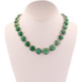 APP: 8.5k *86.25ctw Emerald/Beryl and 13.50ctw Sapphire Silver Necklace (Vault_R9_2474)