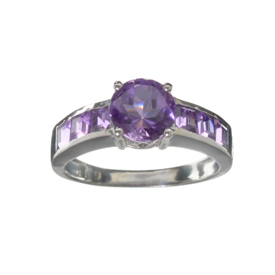 APP: 0.3k Fine Jewelry 2.15CT Purple Amethyst And Sterling Silver Ring