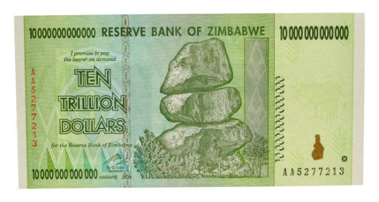 10 Trillion Dollar Zimbabwe Note