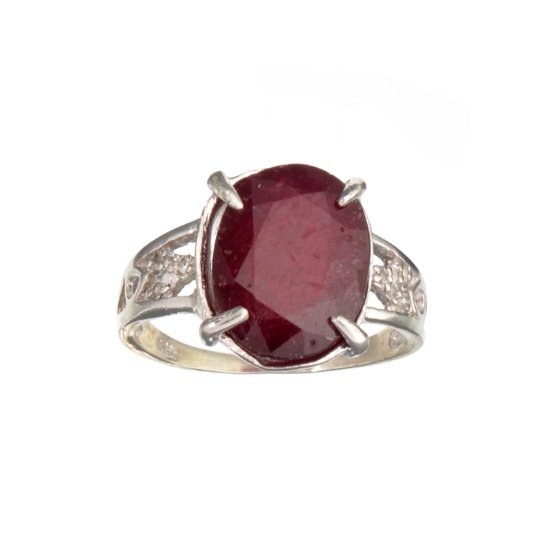 Fine Jewelry Designer Sebastian 7.59CT Ruby And Colorless Topaz Platinum Over Sterling Silver Ring