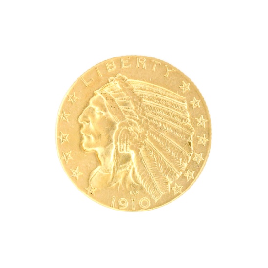 Extremely Rare 1910-D $5 U.S. Indian Head Gold Coin