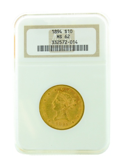 *Extremely Rare 1894 $10 U.S. Liberty Head Gold Coin (DF)