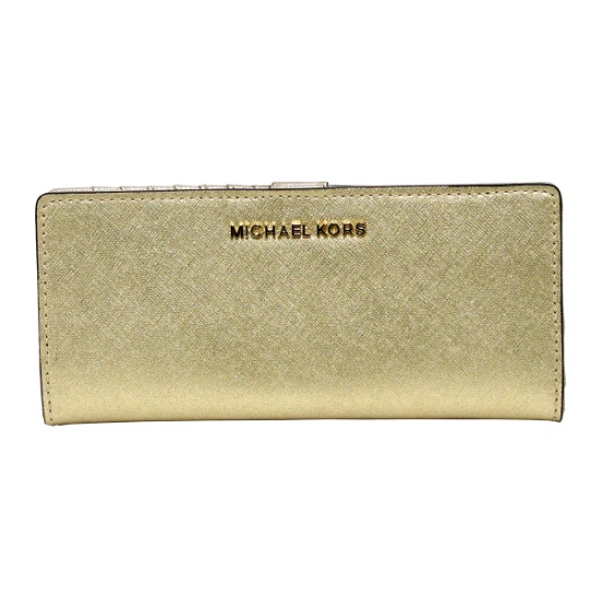 Gorgeous Brand New Never Used Pale Gold Michael Kors Flat Slim Bi-fold Wallet Bag Tag Price $148