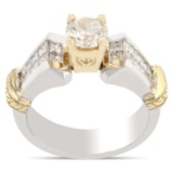 APP: 7.8k 0.71ct SI2 CLARITY CENTER Diamond 18KT White And Yellow Gold Ring (1.51ctw Diamonds) (Vaul