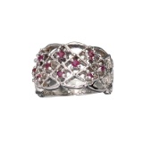 APP: 0.9k Fine Jewelry 0.25CT Round Cut Ruby And Platinum Over Sterling Silver Ring