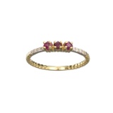 APP: 0.5k Fine Jewelry 14 KT Gold, 0.19CT Red Ruby And Diamond Ring