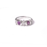 APP: 0.9k Fine Jewelry 0.61CT Round Cit Ruby And Topaz Platinum Over Sterling Silver Ring