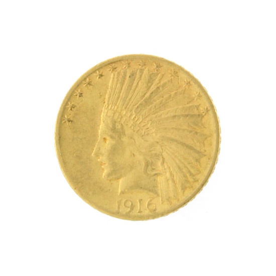 *Extremely Rare 1916-S $10 U.S. Indian Head Gold Coin (DF)