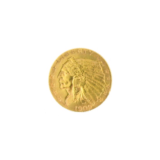 *Extremely Rare 1909 $2.5 U.S. Indian Head Gold Coin (DF)