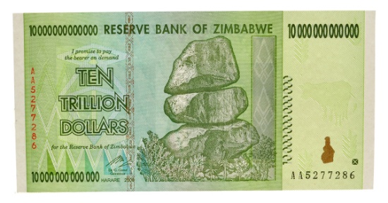10 Trillion Dollar Zimbabwe Note