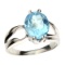 APP: 0.6k Fine Jewelry Designer Sebastian 5.20CT Oval Cut Blue Topaz and Sterling Silver Ring