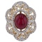 APP: 1.2k 8.00ct Ruby and 1.45ctw Topaz 925 Silver Ring (Vault_R10_13789)