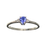 APP: 0.6k Fine Jewelry Designer Sebastian 0.20CT Pear Cut Tanzanite And Sterling Silver Ring