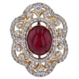 APP: 1.2k 8.00ct Ruby and 1.45ctw Topaz 925 Silver Ring (Vault_R10_13789)