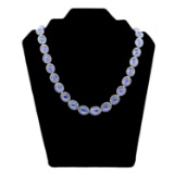 APP: 16.8k 109.21ctw Tanzanite and 7.53ctw Colorless Sapphire Platnium and Silver Necklace (Vault_R1