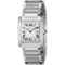 *Cartier Women's Tank Square Stainless Steel Case Silver Dial Sapphire Push Screw-in Crown Swiss Qua