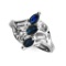 Fine Jewelry Designer Sebastian 0.75CT Blue Sapphire And Topaz  Platinum Over Sterling Silver Ring
