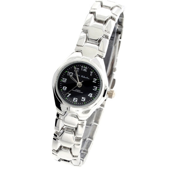 Ralph Valentin Women's Round Stainless Steel Black & Silver Watch