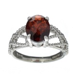 APP: 0.5k Fine Jewelry Designer Sebastian, 3.15CT Oval Cut Almandite Garnet And Sterling Silver Ring