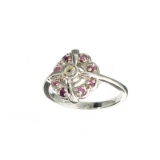 APP: 0.8k 0.06CT Round Cut Ruby And Topaz Platinum Over Sterling Silver Ring