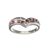 APP: 0.4k Fine Jewelry 0.39CT Round Cut Red Ruby And White Sapphire Sterling Silver Ring