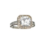 APP: 1.8k Fine Jewelry 10kt White Gold 1.98CT Square Cushion Cut Aquamarine And Diamond Ring